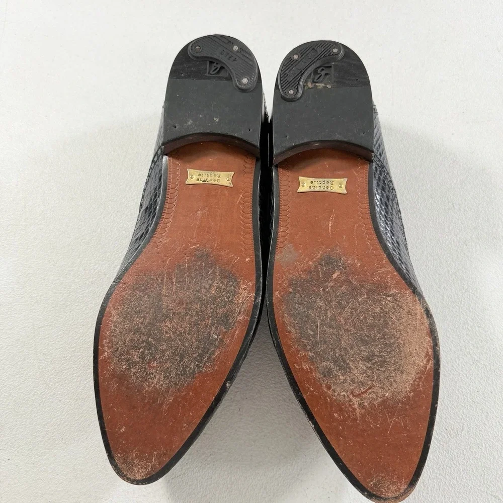 Giorgio Brutini Genuine Reptile Suede Navy Blue‎ Slip On Loafers Men's Size 10.5